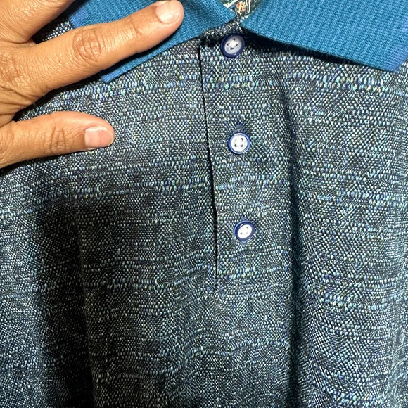 Robert Graham Men's Blue/Multi Classic Fit Short Sleeve Golf Polo Shirt Size 2XL - Picture 6 of 9